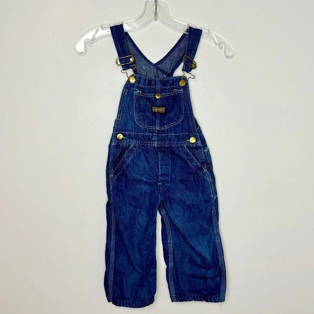 Vintage 1960s/70s Kids Denim Overalls, Sanforized Size 3/4